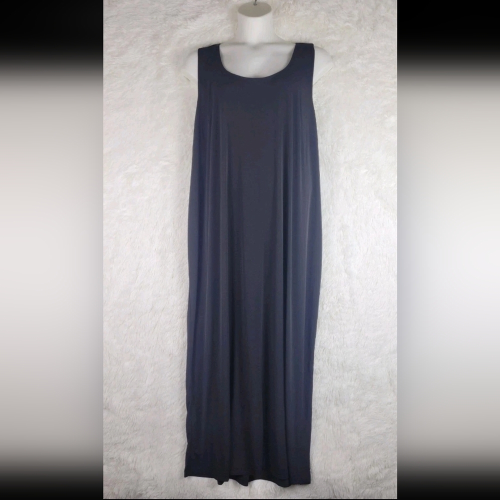 Vtg Robbie Bee 4XL Black Maxi Tank Dress Plus Size Made In USA Minimalist